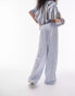 Topshop beach linen trouser in blue pinstripe