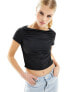 4th & Reckless ruched wide neck cropped t-shirt in black 44 - фото #1