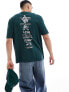 ASOS DESIGN oversized t-shirt in dark green with back renaissance spine print