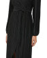 ფოტო #4 პროდუქტის Women's Pleated Woven Faux-Wrap V-Neck Maxi Dress