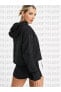 Essentials Cropped Logo Hoodie in Black Kadın Pamuklu Kumaş Siyah Sweatshirt