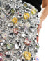 Фото #3 товара ASOS DESIGN flower sequin embellished mini skirt in silver