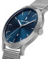 ფოტო #2 პროდუქტის Unisex Huxley Silver Blue Silver-Tone Stainless Steel Mesh Watch 40mm