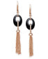 ფოტო #3 პროდუქტის Black Onyx 20x15mm Dangle Earrings in Rose Gold over Silver
