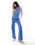 Фото #1 товара ONLY slinky straight leg trouser co-ord in mid blue