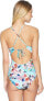 Фото #2 товара Jets Swimwear 166269 Womens Floral Plunge One-Piece Swimsuit Aquamarine Size 10