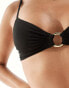 & Other Stories triangle bikini top with gold ring detail in black