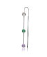 ფოტო #3 პროდუქტის Sterling Silver White Gold Plated Round Multi Color Bezel Set Threaded Earrings