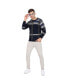 Фото #2 товара Men's Blue & Grey Heathered Contrast Panel Pullover Sweater