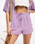 Фото #4 товара The Frolic hassiuma beach short co-ord in lilac textured gingham