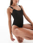 4th & Reckless hugo tortoise shell buckle crinkle swimsuit in black