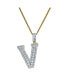 Фото #1 товара Letter V Natural Round Cut Diamond Pendant (2.08 cttw) in 14k Yellow Gold for Women & Men