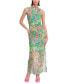 Фото #1 товара Women's Printed Mesh-Overlay Maxi Dress