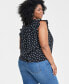 Фото #4 товара Trendy Plus Size Polka-Dot Ruffled-Trim Blouse, Created for Macy's