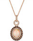 ფოტო #1 პროდუქტის Neopolitan Opal (1-1/5 ct. t.w.) & Diamond (x ct. t.w.) Halo Adjustable 20" Pendant Necklace in 14k Rose Gold