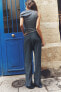 Фото #3 товара Широкие брюки с текстурным узором ZARA