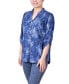 ფოტო #2 პროდუქტის Petite 3/4 Roll Tab Sleeve Smocked-Yoke Top