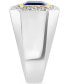 ფოტო #3 პროდუქტის EFFY® Men's Lab Grown Sapphire (3-1/3 ct. t.w.) & Lab Grown Diamond (3/4 ct. t.w.) Halo Ring in 14k Two-Tone Gold