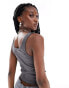 COLLUSION ribbed button cami in charcoal