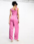 Little Mistress – Asymmetrischer Jumpsuit in Rosa mit weitem Bein Розовый, 38 - фото #4