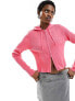 Фото #1 товара Monki knitted zip through cardigan with hood in pink