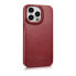 Фото #4 товара Чехол для iPhone 14 Pro ICARER из премиальной бордовой кожи с магнитной клапаном MagSafe CE Oil Wax
