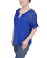 ფოტო #3 პროდუქტის Petite Short Ruffle Sleeve Rhinestones Top