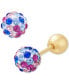 ფოტო #2 პროდუქტის Children's Pink and Blue Crystal Ball Stud Reversible Earrings in 14k Gold