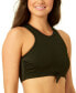 Фото #2 товара Juniors' Knotted-Front High Neck Ribbed Bikini Top, Created for Macy's