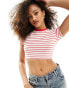 Фото #1 товара Cotton On micro crop t-shirt in red stripe