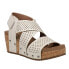 Фото #3 товара Corkys Guilty Pleasure Snake Studded Perforated Wedge Strappy Womens Off White