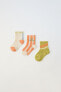 3-pack of ankle socks with stripes and slogan