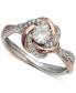 ფოტო #1 პროდუქტის Cubic Zirconia Love Knot Ring in 18k Rose Gold Over Sterling Silver and Sterling Silver, Created for Macy's