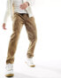 Liquor N Poker acid wash jump cord relaxed trouser in brown