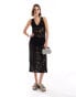 Фото #1 товара Mango crochet v neck midi dress in black