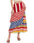 Фото #1 товара Farm Rio Amazing Stripes Frilled Linen-Blend Midi Skirt Women's
