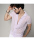 ფოტო #5 პროდუქტის Men's White & Lavender Balanced Striped Shirt