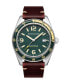 ფოტო #1 პროდუქტის Men's Fleuss Automatic Lagoon Green with Brown Genuine Leather Strap Watch 43mm