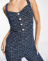 ASOS DESIGN boucle button front jumpsuit with flare leg in houndstooth СОБАЧИЙ КЛЫК, US 12 - фото #6