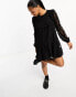 Фото #8 товара Miss Selfridge lace frill detail smock dress in black