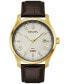 ფოტო #1 პროდუქტის Men's Automatic Wilton GMT Brown Leather Strap Watch 43mm