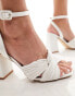 Be Mine Wide Fit Bridal Snuggle plisse block heeled sandals in ivory