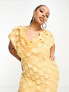 Фото #2 товара ASOS DESIGN Curve exclusive textured cowl neck maxi dress with shoulder detail in pale yellow
