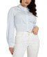 ფოტო #1 პროდუქტის Women's Monica Striped Cropped Button Front Top