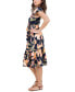 Women's Petite Printed Flutter-Sleeve V-Neck Dress