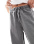 Stradivarius Petite tailored pull on trouser in grey pinstripe