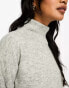 Vila high neck jumper in light grey melange