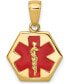 Фото #1 товара Medical Info Hexagon Charm Pendant in 14k Gold