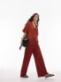 Фото #1 товара Topshop co-ord pull on crinkle wide leg trouser in rust