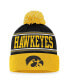 ფოტო #1 პროდუქტის Men's Black Iowa Hawkeyes Draft Cuffed Knit Hat with Pom